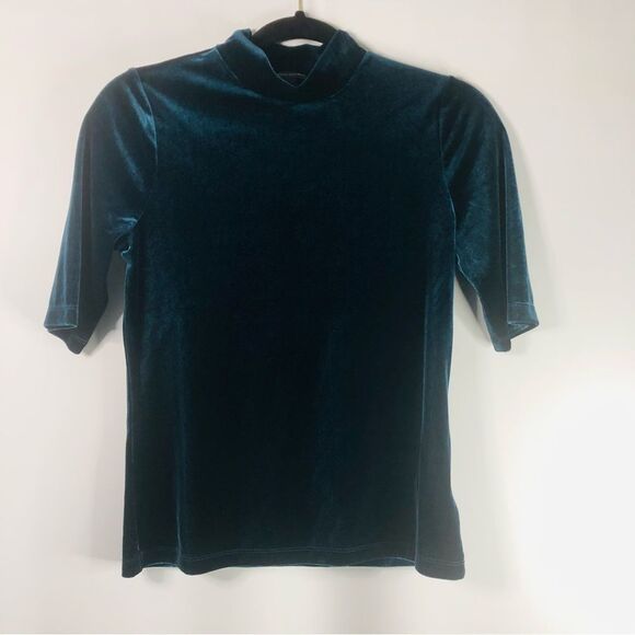 Banana Republic Velvet Mock Neck Navy Size S - Picture 1 of 5